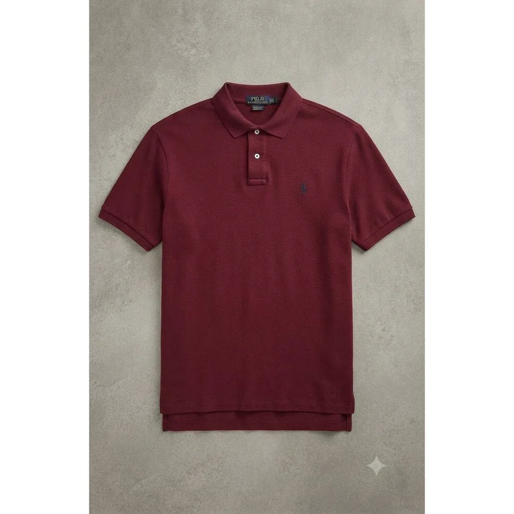 Polo Ralph Lauren Shirt Men 3XB Burgundy Pique Knit Cotton Short Sleeve Big/Tall